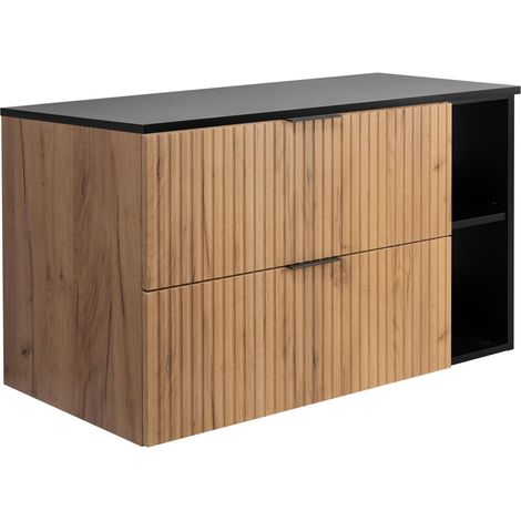 Mobile lavabo, Rovere Craft / Nero + maniglia nera, 100 (80 + 20) x 57 x 46 cm (1/5)