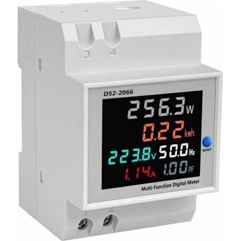 Compteur Électrique - Rail DIN - Tension 40-300 V - Courant 0-100 A - Puissance Jusqu'à 30000 W - Domestique Industriel - Unité (1/4)
