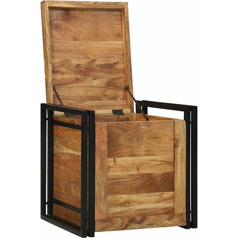 Boîte de Rangement 50 x 50 x 50 cm Bois d'acacia massif CFW835364 (1/5)