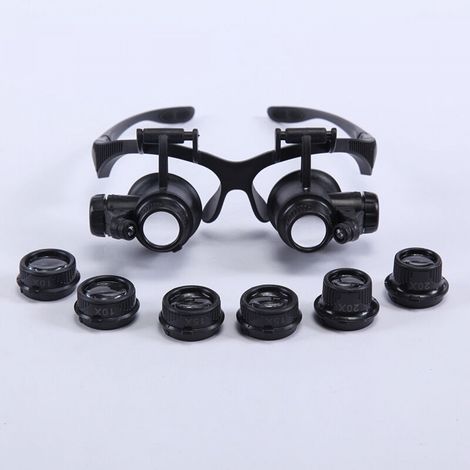 Loupe Serre Tête Loupe Frontale Lunettes grossissantes Allumage LED Grossissements de 10x, 15x, 20x et 30x (1/5)
