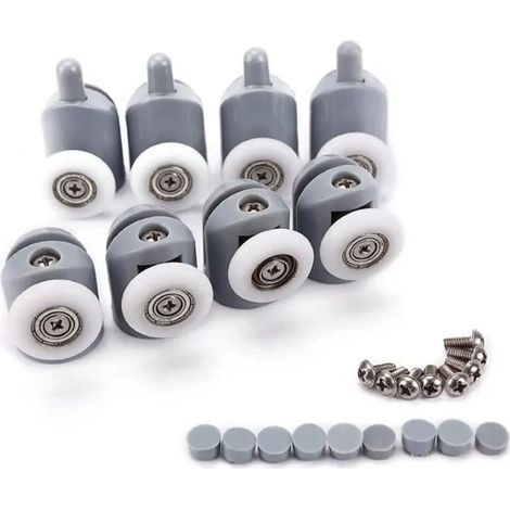 8x Galet ajustables Dual Rouleau Roulette Roue Porte Douche Salle de Bain 23mm (1/3)