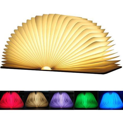 lampe Pliante, Mini LED Lampe de Livre Pliante 6 Changement de Couleur, Lumière LED Bois, Cadeau Lumières Décoratives, Lampe de Table, Lampe de Bureau (12x9x2.5cm) (1/5)