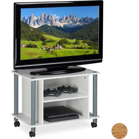 Tv tisch mit rollen und 2 fachern 8831