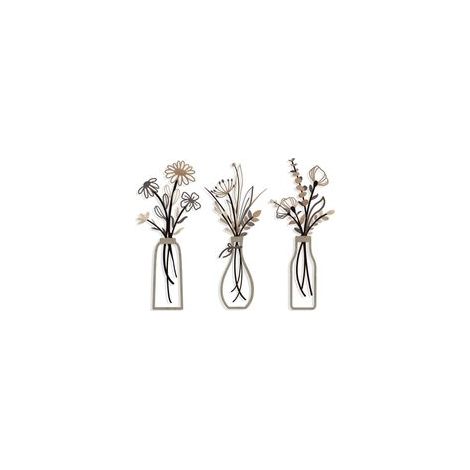 3 Pièces décorations murales métal Fleurs, Art Mural Minimaliste en Fil de Fer forgé, vases muraux Fleurs en métal,décoration Moderne pour Salon, Chambre, entrée, Salle à Manger,Durable et Soli (1/5)