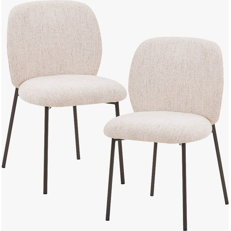 MOGAN Lot de 2 chaises en tissu beige pieds en métal noir (1/5)