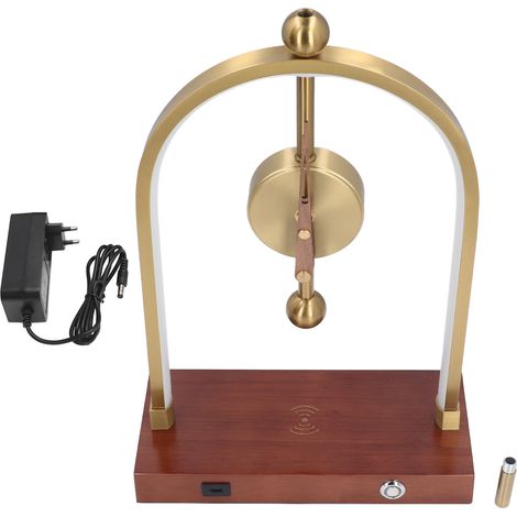 Lampe de bureau LED silencieuse avec horloge et chargeur sans fil, éclairage moderne et réglable pour chambre ou bureau, prise UE 100-240 V (1/5)