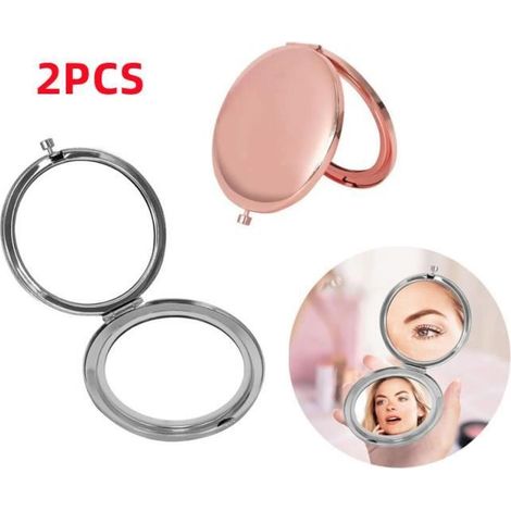 Mini miroir pliant en métal - Marque - Modèle - Or rose - Chrome - Blanc (1/4)