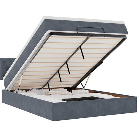 Maison Exclusive - Ottoman-Bett mit Matratze & LEDs Dunkelgrau 14