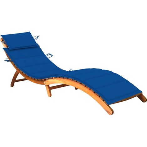 Chaise longue de jardin avec coussin Bois d'acacia solide