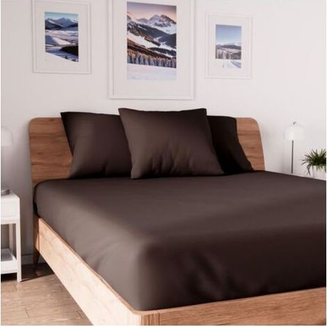 Drap housse en coton 120200 cm brun - - Drap housse - - Marron marron brun (1/4)