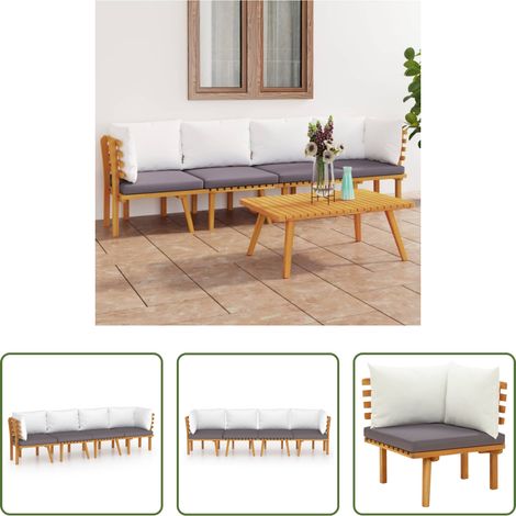 Holzsofa -  4-tlg. Garten-Lounge-Set mit Kissen Massivholz Akazie (1/5)