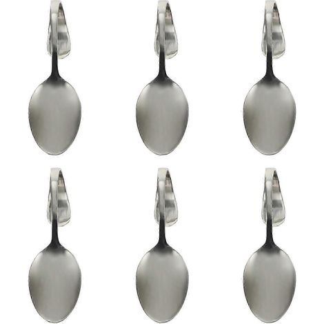 Lot de 6 cuillères à salade en acier inoxydable à manche incurvé, style occidental, couleur argent NOF (1/4)