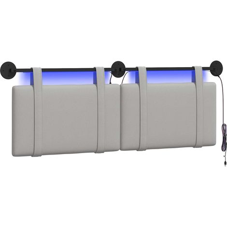 Hanging Headboard Cloud Grey Fabric vidaXL