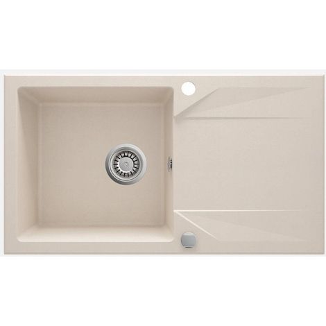 Lavello cucina in granito con 1 vasca e gocciolatoio 78x44 cm beige - Kalo