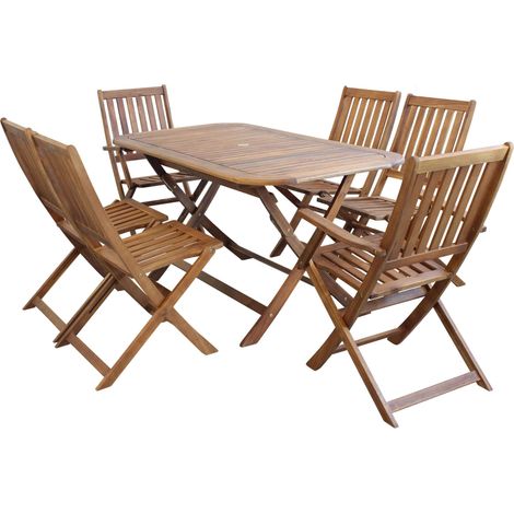 SOLEA - set tavolo in alluminio e teak cm 150 x 80 x 74 h con 4 sedie e 2 poltrone Dresda (1/5)