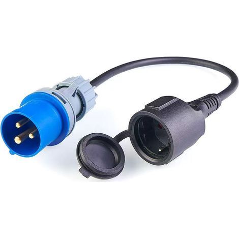 Câble adaptateur de 54 cm (16 A) – Adaptateur de camping européen (fiche industrielle CEE vers prise)