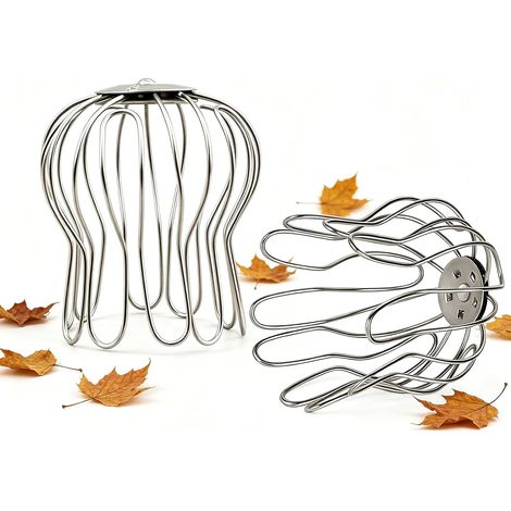 Lot de 2 gouttières de protection contre les feuilles - 90-100 mm - Protection contre les feuilles - En acier inoxydable - Protection de tuyau de descente réglable - Évacuation rapide de l'eau pour (1/5)