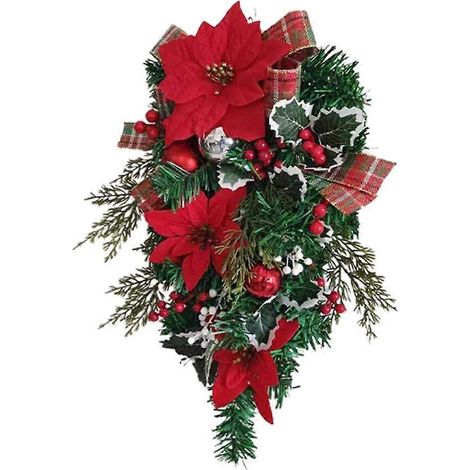 Décoration de sapin de Noël inversée à suspendre avec nœud, festive et élégante