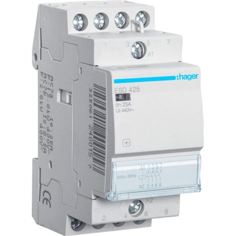 Hager ESD425 relé 25A 24V para aplicaciones industriales