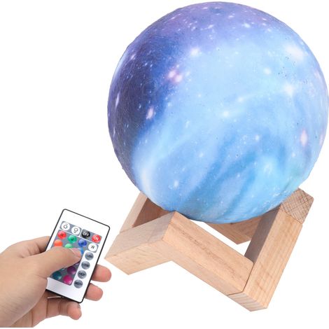 Mini-LED-Mondlampe, USB-aufladbar, 16 Farben, Nachtlicht mit Fernbedienung und Holzständer, Geburtstagsgeschenk (1/5)