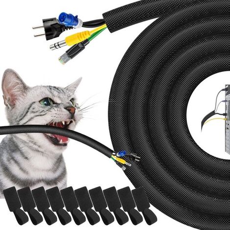 m 30 mm schwarzer Kabelschutz (haustierfreundlich) Selbstklebend Robuster Kabelorganizer für die Kabelführung an Computern, Fernsehern und andere (1/5)