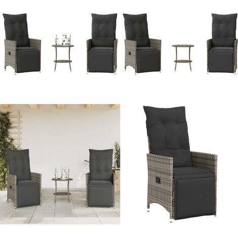 3-tlg. Bistro-Set mit Kissen Grau Poly Rattan - Gartenmöbel - Bistroset - Esstisch - Lounge Sessel - Outdoor Furniture - Home & Living (1/5)