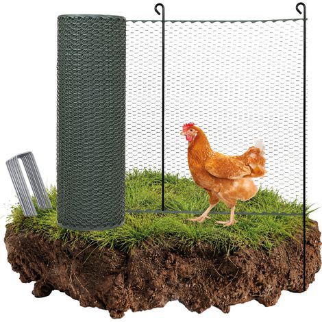 Hühnerzaun Weidezaun Geflügelnetz Zaun 25 m lang x 0,9 m hoch, grün
