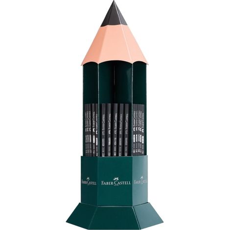 Faber-castell castell 1111 expositor con 120 lapices de grafito - grados de dureza surtidos - mina resistente a la rotura - cuerpo con acabado en negro