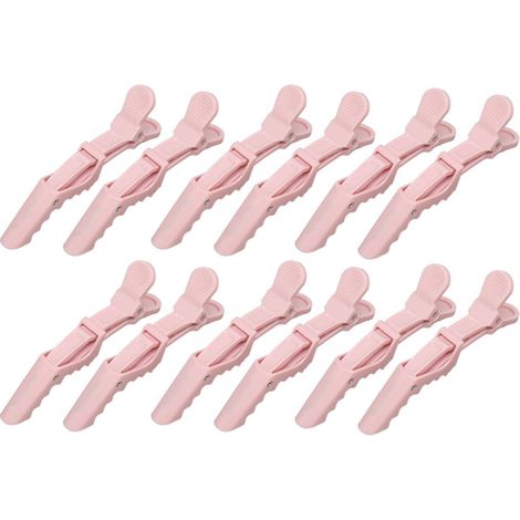Juego de 12 pinzas para el cabello rosas con resorte, de tamaño portátil, fabricadas en ABS galvanizado, para uso en salones de belleza y en el hogar. (1/5)