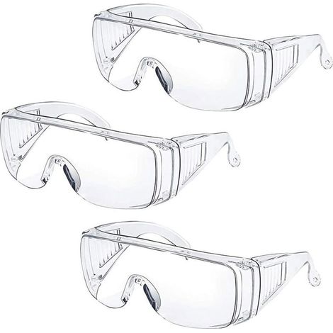 Lunettes De Protection - Polycarbonate - 16x12 cm - Pour Porteurs De Lunettes - Chantier Laboratoire Atelier - 3 Pièces (1/4)