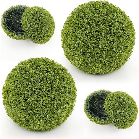 COSTWAY Set di 2 Sfere Topiarie in Bosso Artificiale da 39/50 cm, Sfere Topiarie Protettive dal Sole, Piante Finte Decorative per Giardino, Ingresso, Balcone e Cortile (Diametro 39 cm) (1/5)