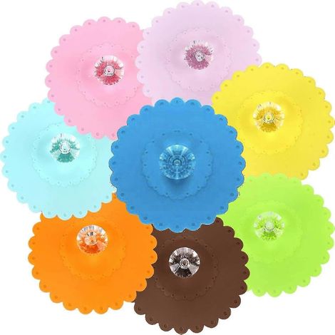 Huit couvre-tasses colorés en silicone anti-poussière pour verre (1/5)