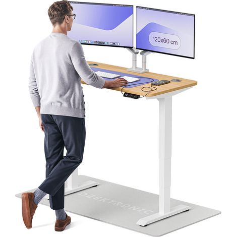 Desktronic Bureau assis debout HomePro - 120x60cm - Blanc/Chêne