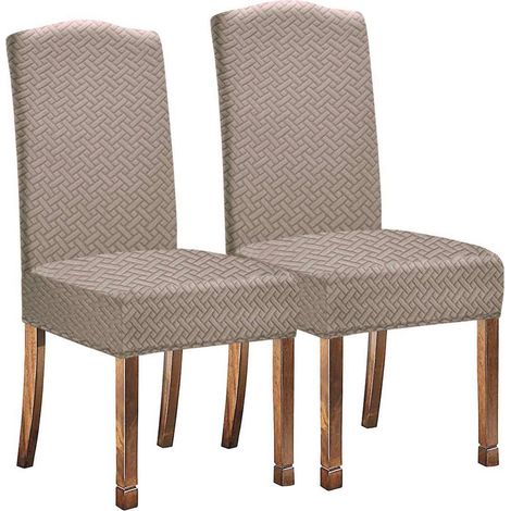 Stretch Stuhlhussen Jacquard wasserabweisend für Esszimmerstühle, 2 Stück, Kamel (1/5)