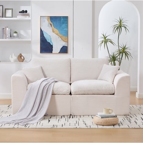 Einzelsitzsofa 101x102.5x84 cm Beige Cord mit Kissen und ohne Montage (1/5)