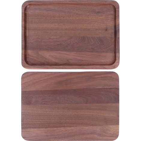 2 Pièces Assiette en Bois de Noix pour Fruits, Plateau à Dessert et Thé, Accessoire de Cuisine Rustique (1/5)