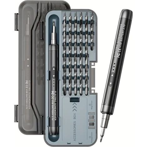 Kit tournevis électrique rechargeable 46 en 1, portatif pour réparations domestiques (1/5)