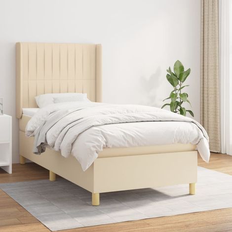 Boxspringbett mit Matratze Creme 90x190 cm Stoff (1/5)