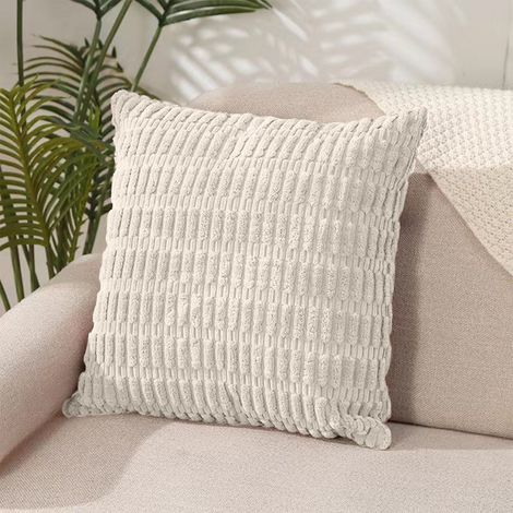 Housse De Coussin - 50x50 Cm - Velours Côtelé - Fermeture Éclair Invisible - Pour Canapé Lit Chaise Salon Chambre - 1 Pièce (1/5)