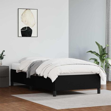 Lit simple pour adulte Moderne - Cadre de lit - Noir 90x190 cm Similicuir BV780957 - BonneVie (1/5)