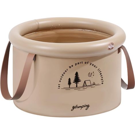 Bassine pliable portable en silicone pour le camping, les voyages, le lavage des pieds, design de gonflage rapide, 6,8 l, 12 L, option bol de lavage de voyage pour le camping (1/5)