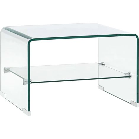 Vidaxl – Table basse fixe 50x45x33 cm – Verre trempé incassable – Épaisseur 10 mm – Avec étagère intégrée pour rangement