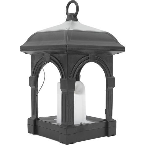Lanterne solaire d'extérieur suspendue, lampe de table à lumière chaude alimentée par l'énergie solaire, lanterne bougie pour jardin, cour, terrasse, allée, noire (1/5)