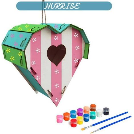 Sonew Nichoir à oiseaux en bois Nid d'oiseaux en bois, bricolage, Kit de animalerie kit Forme du cœur : trou en forme de cœur. (1/5)