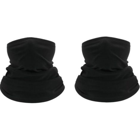 2 Pcs Cache Cou Tubulaire d'hiver Multi-usage Unisexe Doublure en Polaire Thermique élastique Tour de Cou pour Ski Course Moto Vélo Noir (1/4)