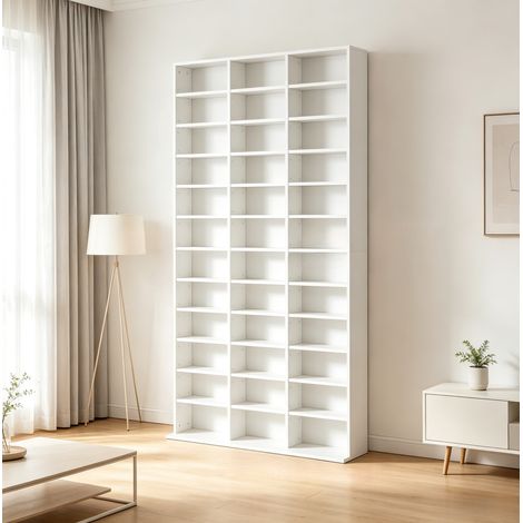 Mobile porta CD/DVD in MDF bianco 102 x 23,5 x 195 cm regolabile DESVIAE (1/5)