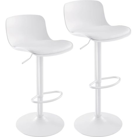 Tabouret Bar Chaises Haute de Bar Assise Tabouret d'îlot Central Cuisine Siege Bar Lot de 2 Industriel Moderne Reglable Rotation Metal Pivotante Blanc (1/5)