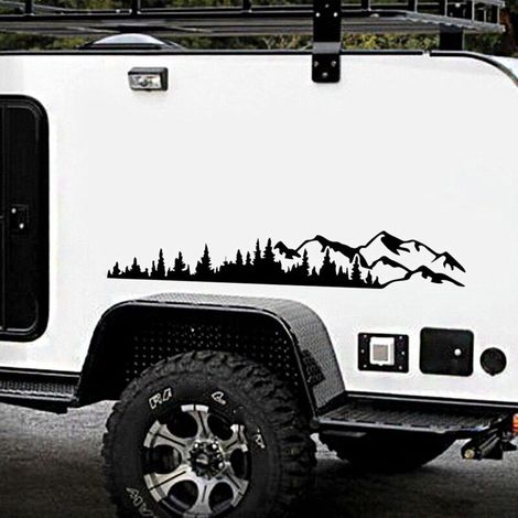 Voiture en Vinyle, Forêt Autocollants Voiture Stickers Durable Boussole Sticker Pratique Autocollant pour Voiture Moto, Caravane, Camping-Car 1 paire (1/4)