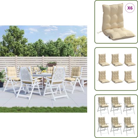 Niedriglehner-Auflagen 6 Stk. Beige Oxford-Gewebe - Niedriglehner Auflagen - Gartenstuhlkissen - Oxford-Gewebe - Wasserabweisend - Beige