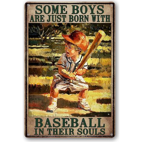Plaque Étaine Métallique de Baseball Poster de Baseball Vintage Décoration Murale de Baseball pour Chambre de Garçon Plaques de Chambre Cadeaux pour Amateurs de Baseball 20x30 cm (1/5)